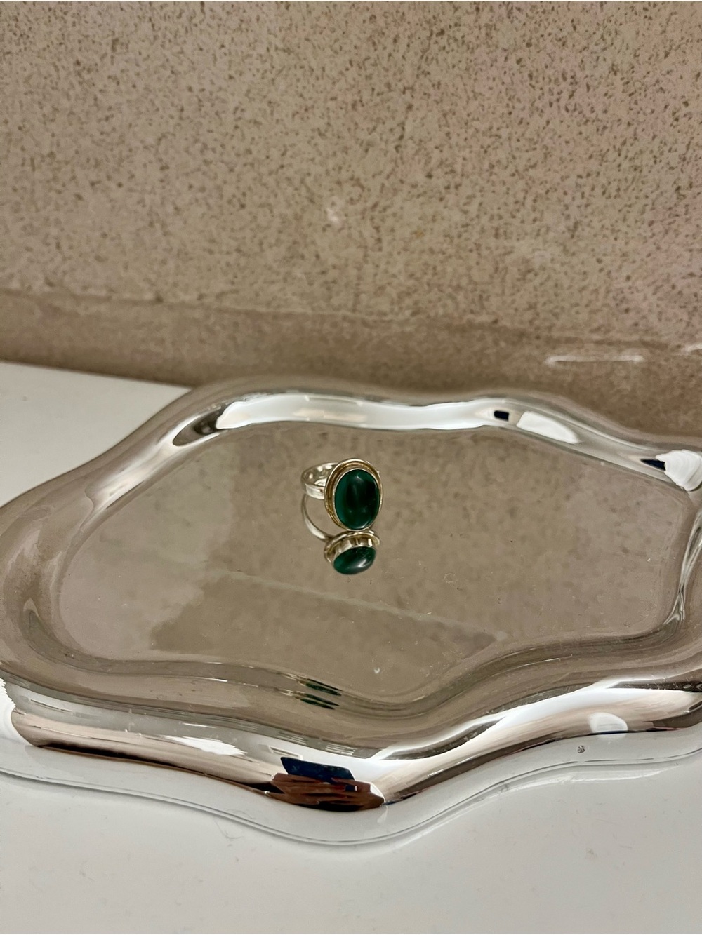 Natural Green Onyx Stone Silver Sterling Ring